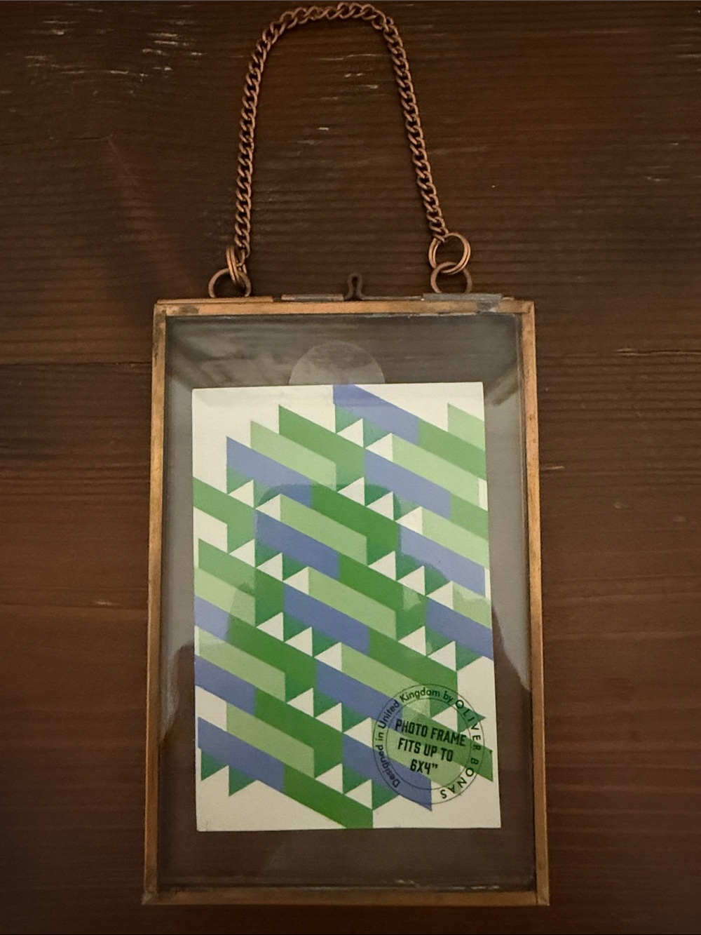 Oliver Bonas Copper Floating Glass Picture Frame - 4x6 Hanging Photo Frame NWT